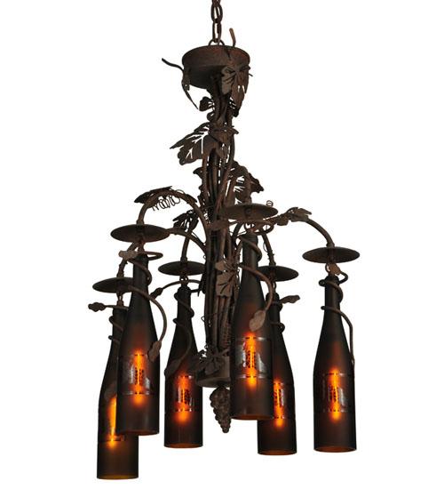 20" Wide Tuscan Vineyard 6 Wine Bottle Chandelier