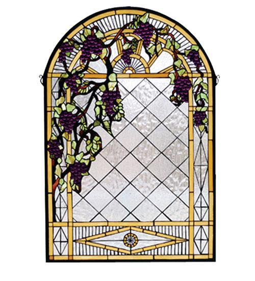 24"W X 36"H Grape Diamond Trellis Stained Glass Window