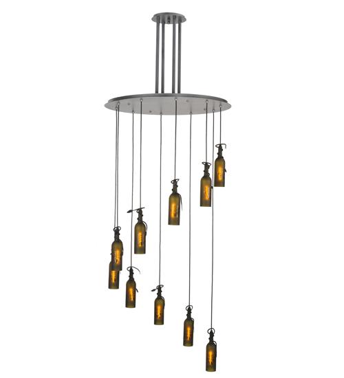 36" Wide Tuscan Vineyard Personalized Etched 10 Bottle Cascading Pendant