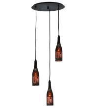 Meyda White 119656 - 19.5" Wide Tuscan Vineyard Dogfish Head 3 Light Wine Bottle Cascading Pendant