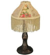 Meyda White 131721 - 10" High Fabric & Fringe Roses Mini Lamp